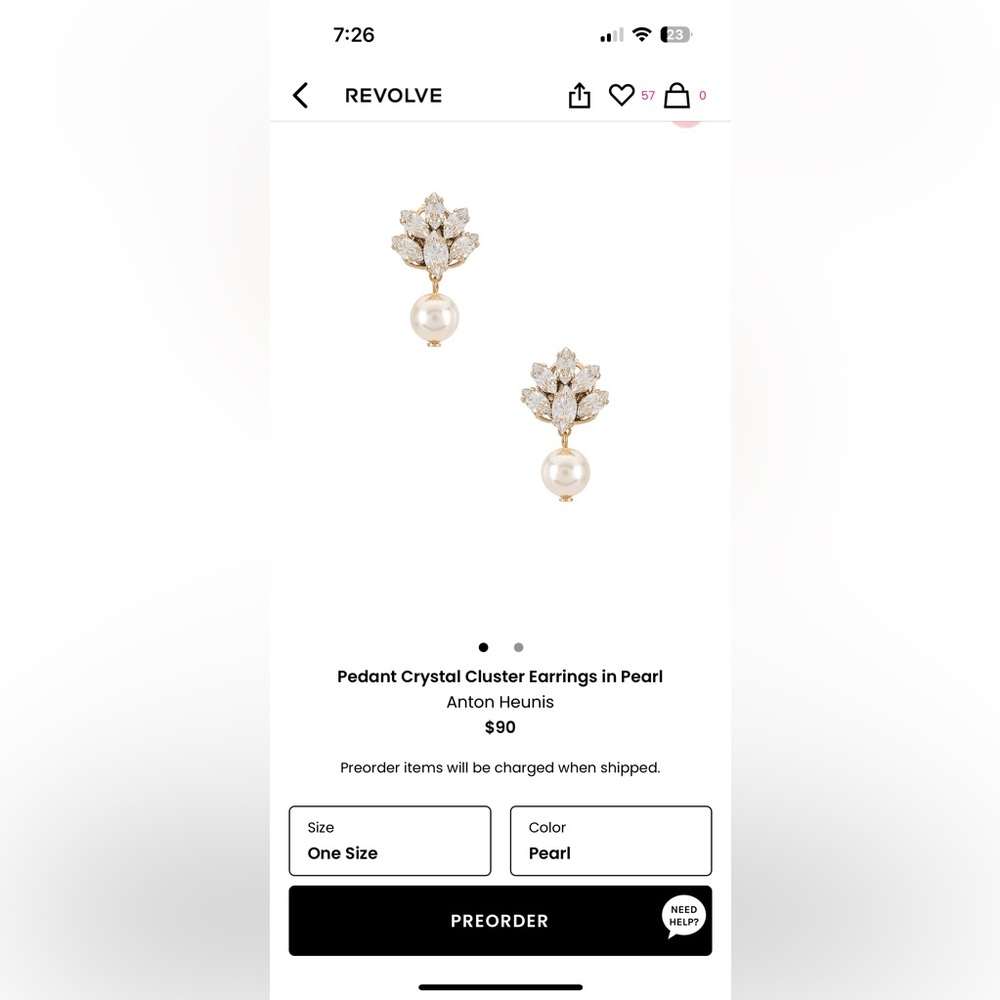 Pendant crystal cluster earrings in pearl